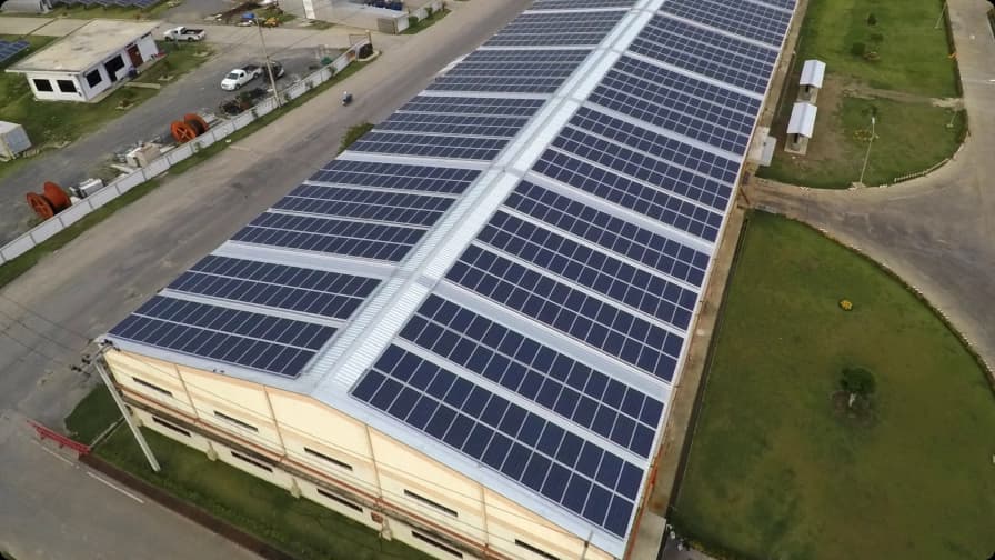 Industrial rooftop solar installation